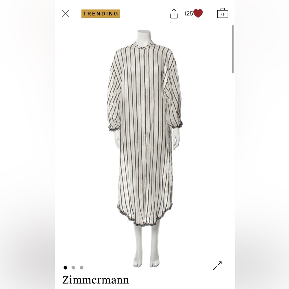 Black and White Stripe Zimmermann Tent Dress Size Small - Picture 9 of 10